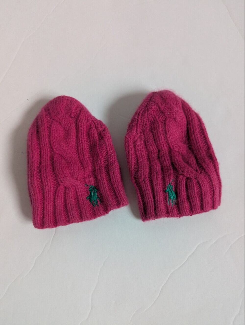 Ralph Lauren Mittens Baby Girl Pink Cable Rabbit Soft
